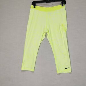 Nike Dri Fit Women's Size Medium Yellow White Base Layer Cropped Leggings